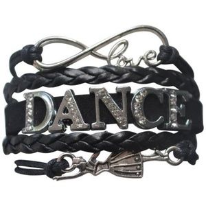 Girls Dance Rhinestone Bracelet  - Black & Silver